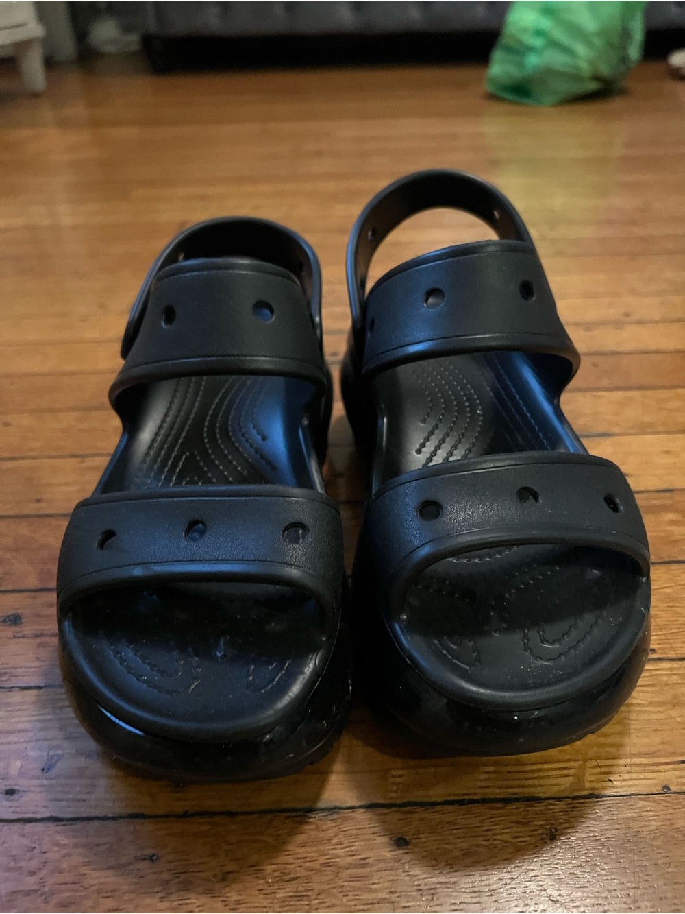 CROCS Black Platform Sandals with Heel Strap